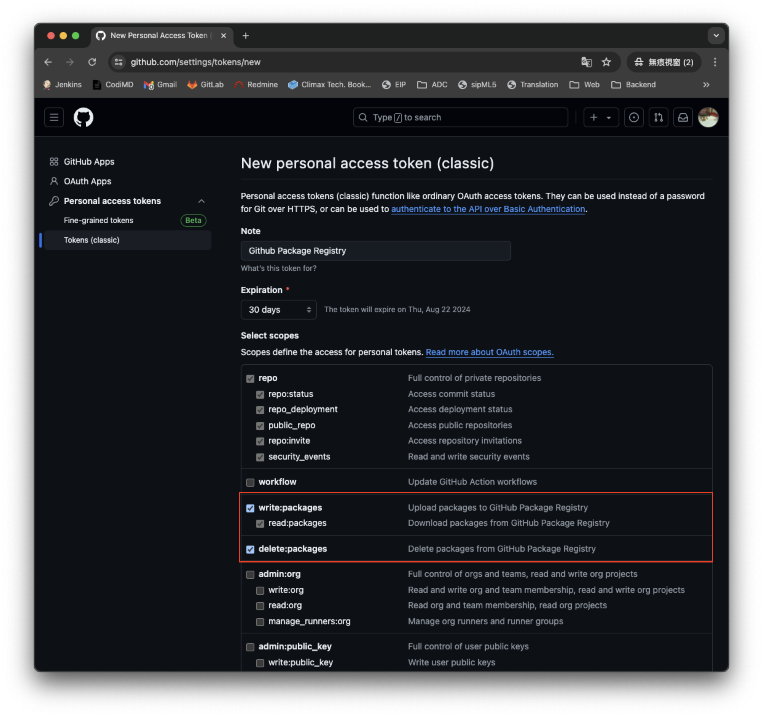 Generate GitHub Token