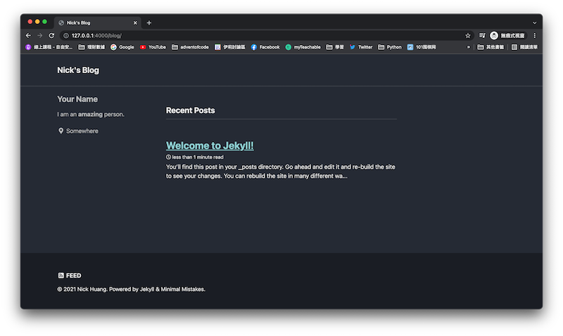Minimal Mistakes Theme Successfully Applied